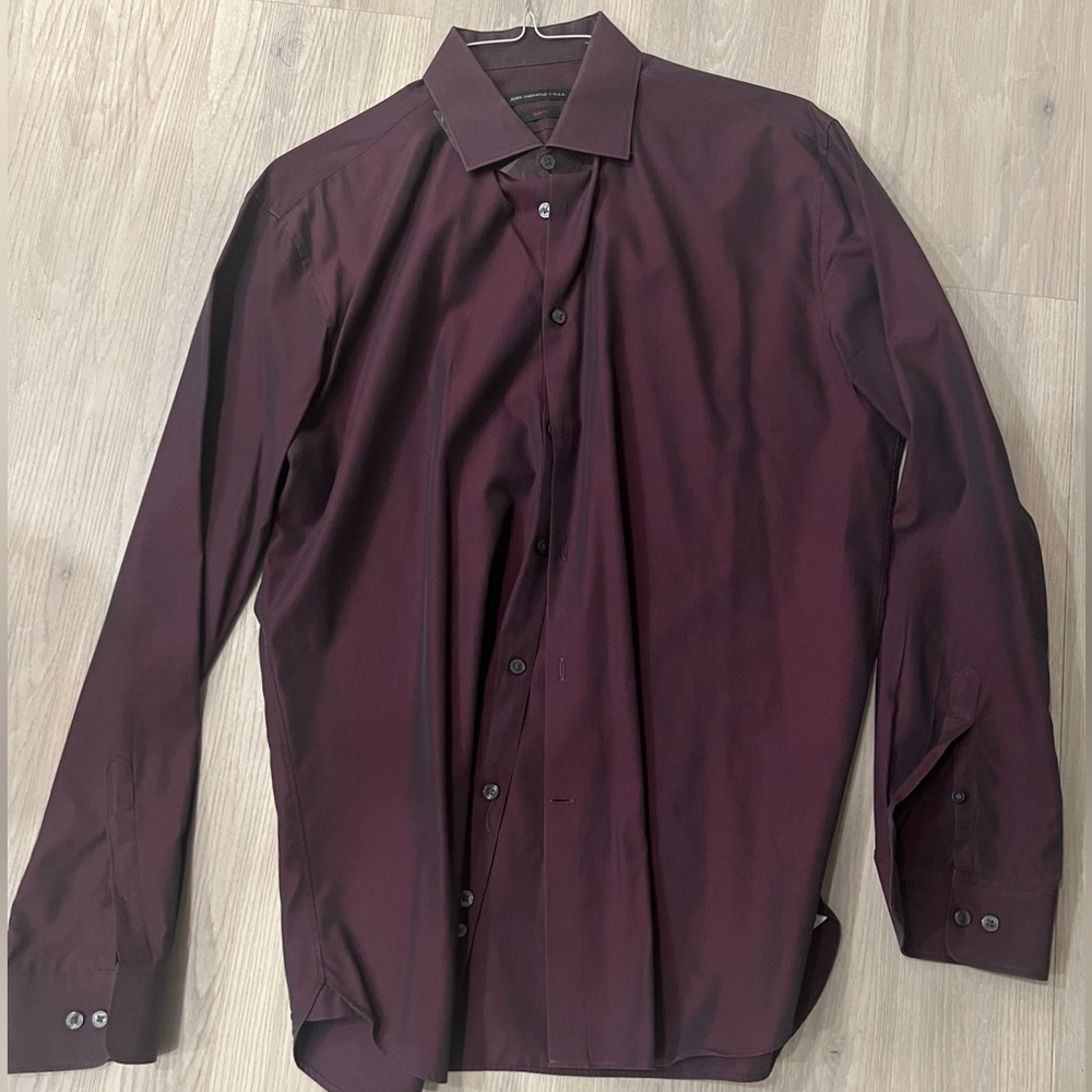 John Varvatos purple dress shirt in slim fit style.